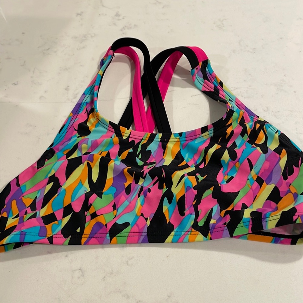 Speedo sports bra girls size 12 multi color print
